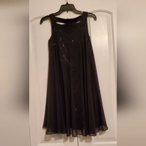 Cachet Gorgeous Little Black Sequined Dress Sheer Overlay Size 4 Party Festive